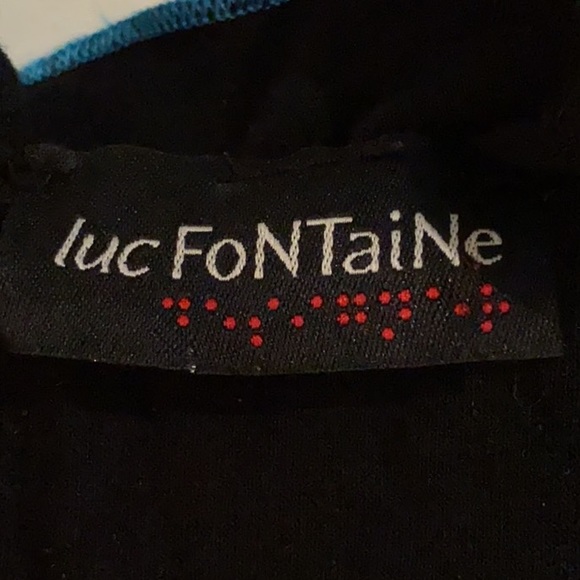 LUC FONTAINE Designer Black Dress!!! Turquoise Roses & Trim!!! - Picture 7 of 11